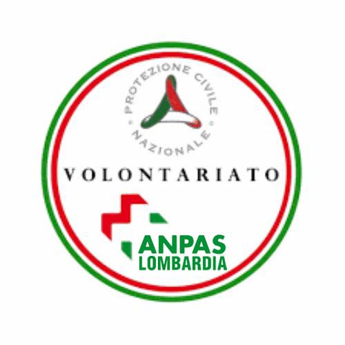 Logo ufficiale di ANPAS Lombardia Volontariato racchiuso in un cerchio con i colori della bandiera italiana.