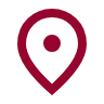 Icona grafica stilizzata di colore bordeaux raffigurante il simbolo del pin di geolocalizzazione della mappa dei defibrillatori di CentoPassiPerLaVita.